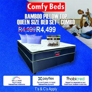 Bamboo Pillow Top Bed Set - Queen Bed Combo