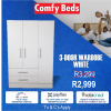 3 DOOR WARDROBE WHITE