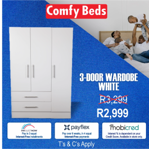 3 DOOR WARDROBE WHITE