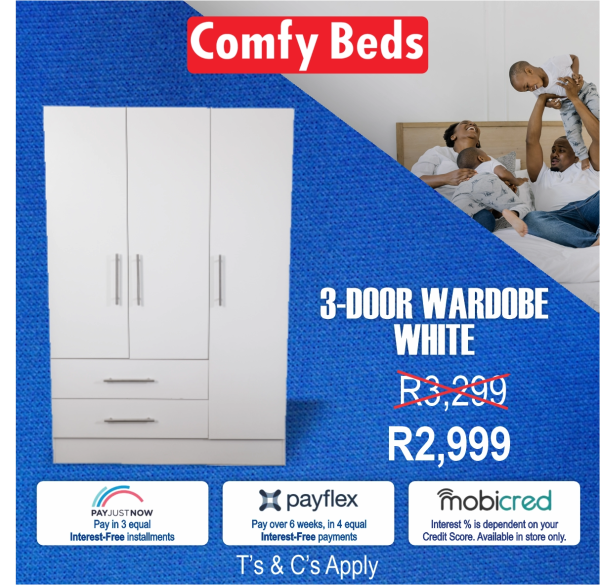 3 DOOR WARDROBE WHITE