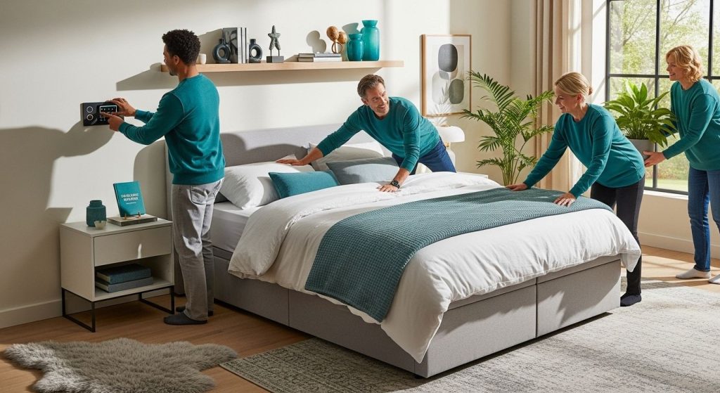 modern bedroom, stylish makeover, interior design