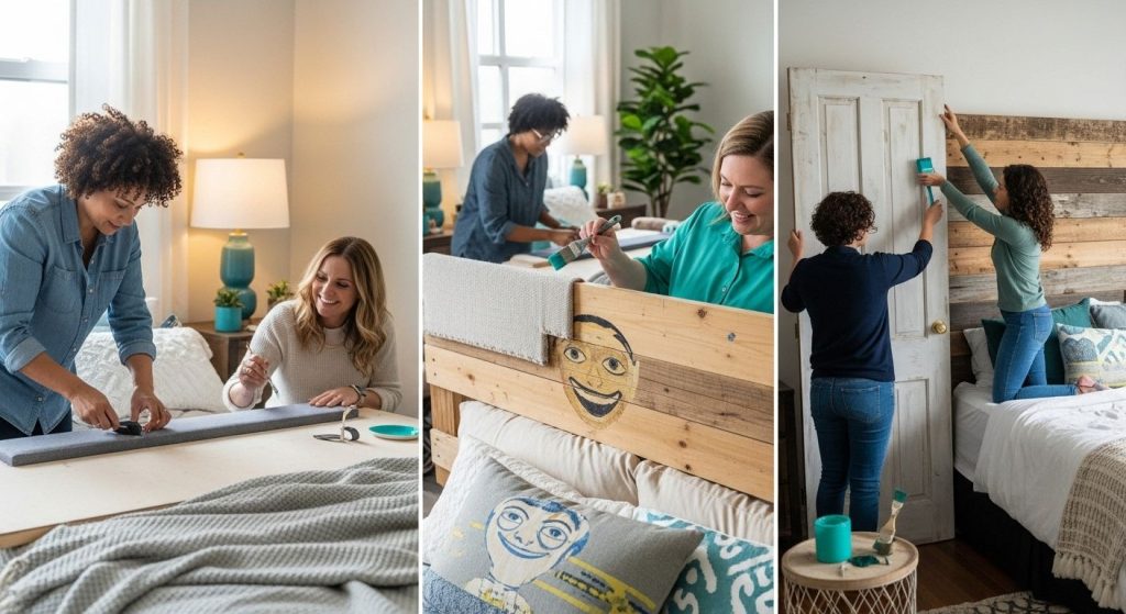 diy headboard ideas, bedroom makeover, crafting together