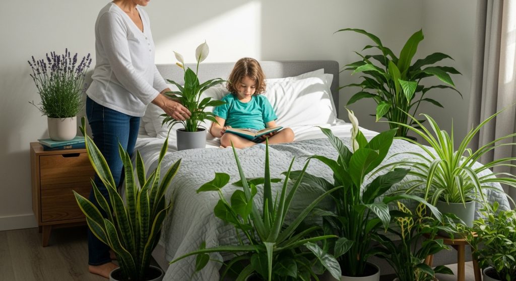 bedroom plants, restful sleep, peaceful bedroom