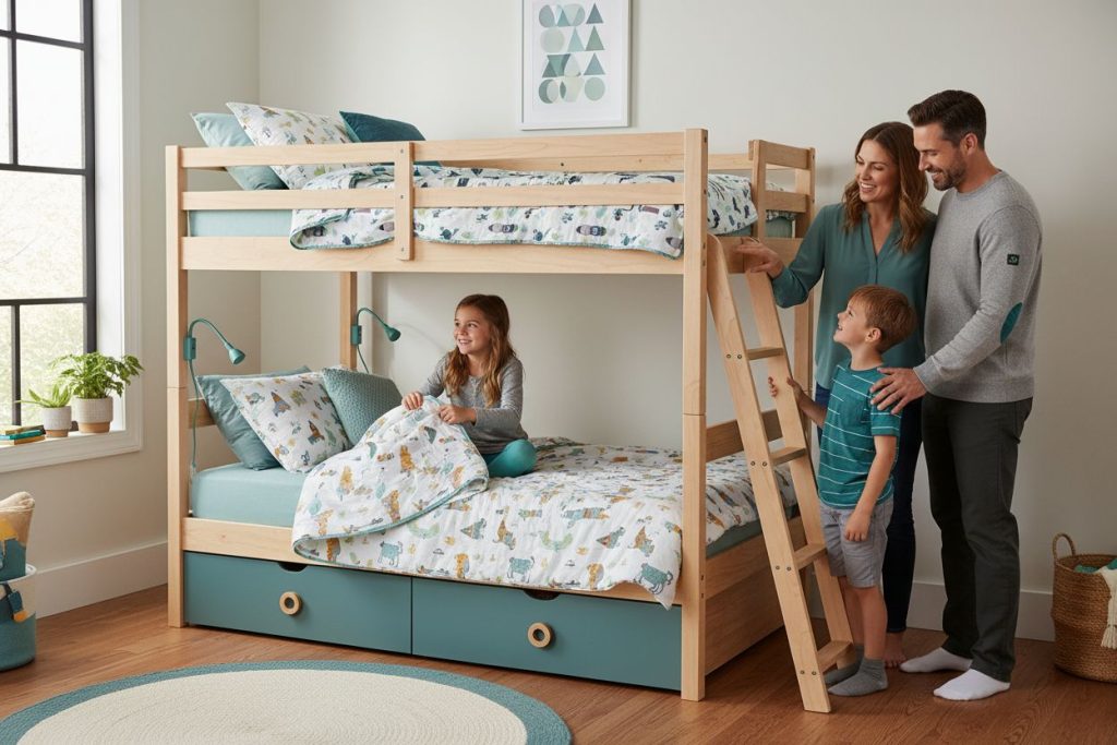 bunk beds for siblings, children's bedroom, family