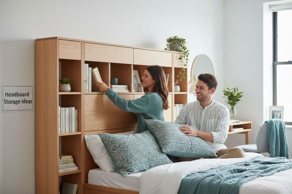 modern headboard storage