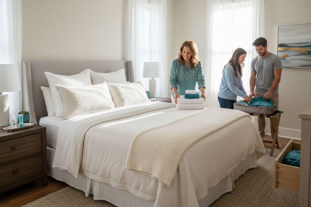 guest bedroom essentials, cozy guest room, welcoming stay