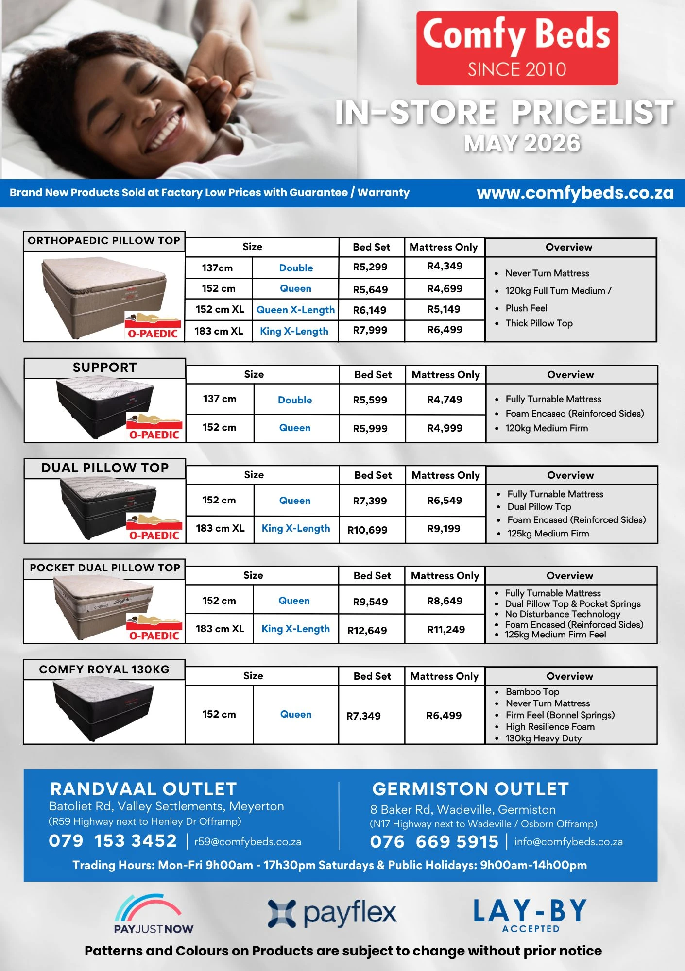 Comfy Beds Price List - May'26 p2