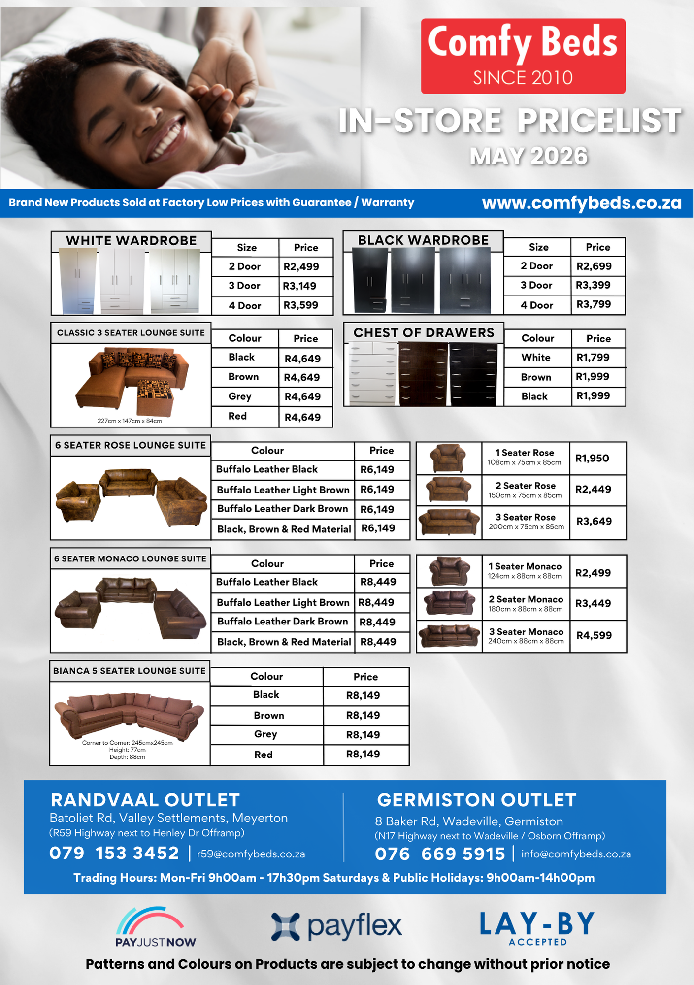 Comfy Beds Instore Price List May '16 p4