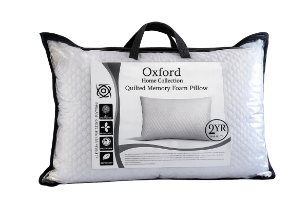 Oxford Quilted Memory Foam Pillow packaging